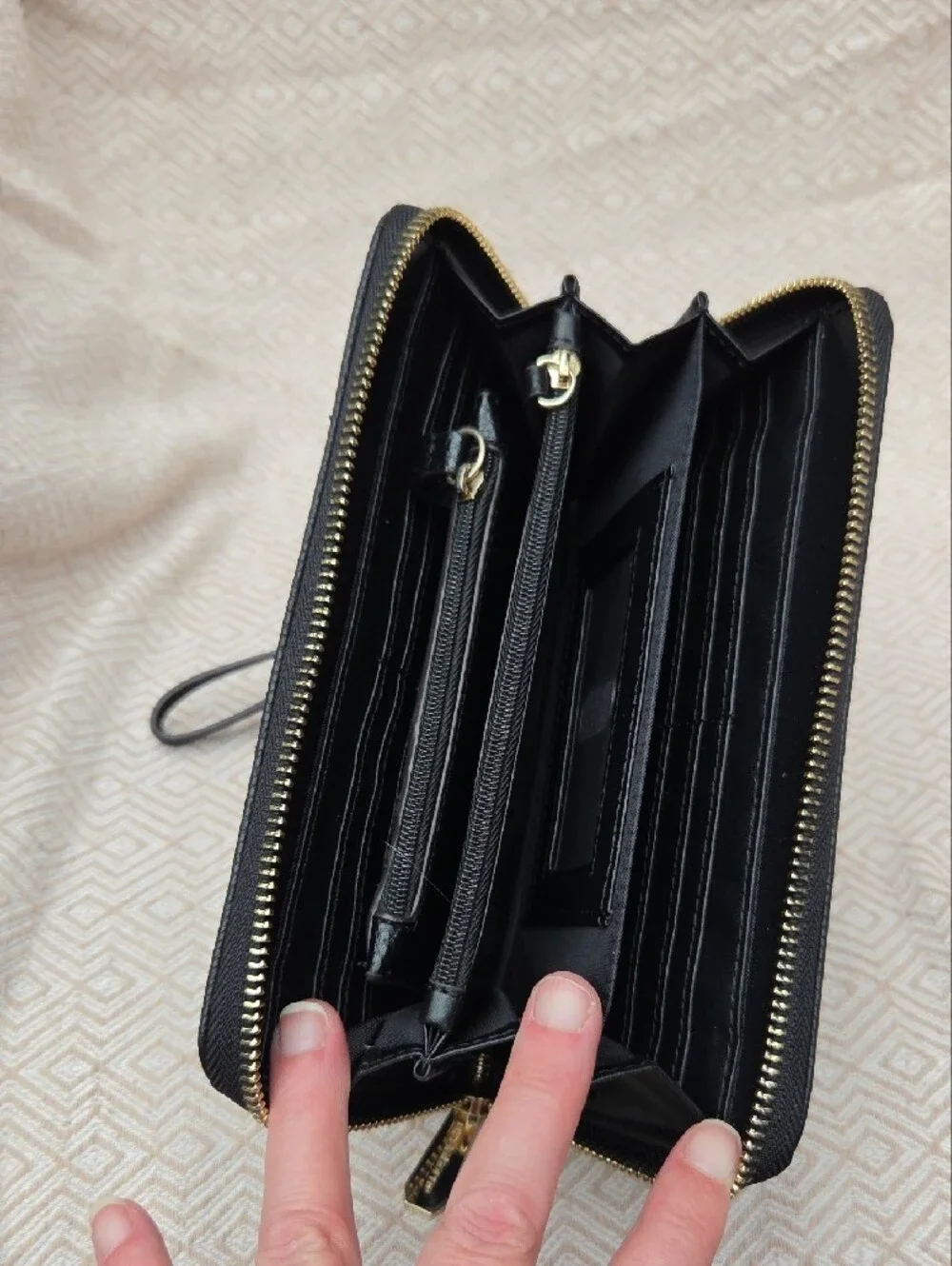 Liz Claiborne Black Wristlet Wallet with Gold Logo